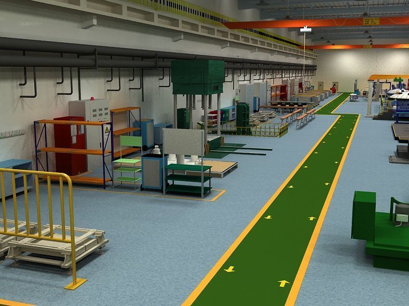 Factory Interior Scene and Equipment 3D model_12