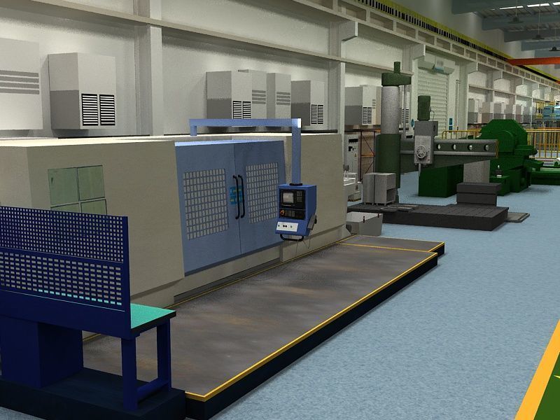 Factory Interior Scene and Equipment 3D model_8