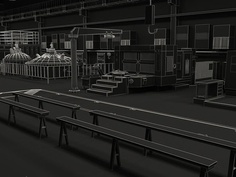Factory Interior Scene and Equipment 3D model_21
