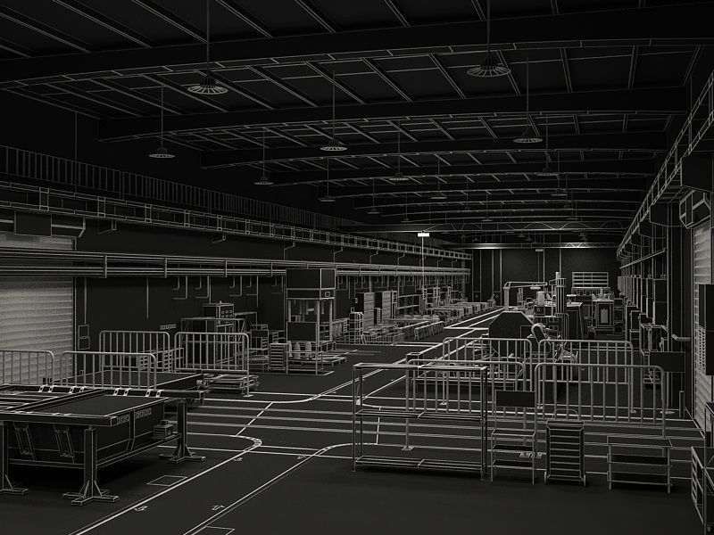 Factory Interior Scene and Equipment 3D model_19