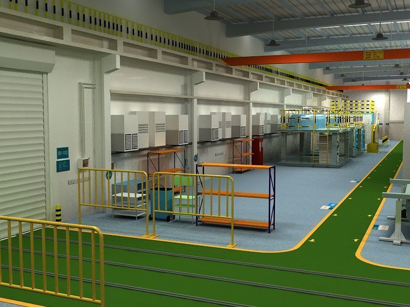 Factory Interior Scene and Equipment 3D model_10