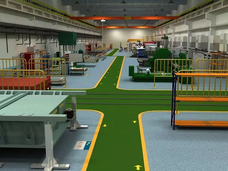 Factory Interior Scene and Equipment 3D model_0