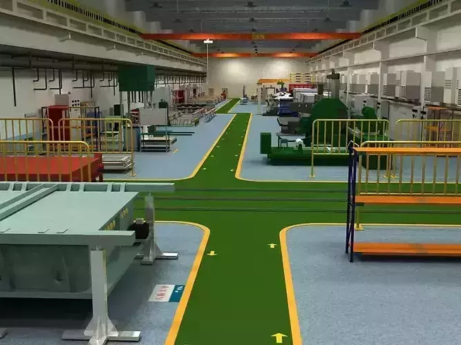 Factory Interior Scene and Equipment 3D model