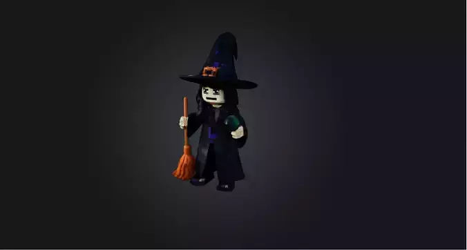 Blocky Witch   Low-poly 3D model