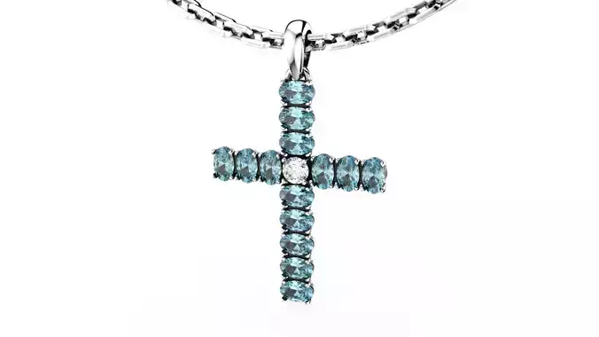 Topaz with diamond Holy cross necklace P21 3D print model