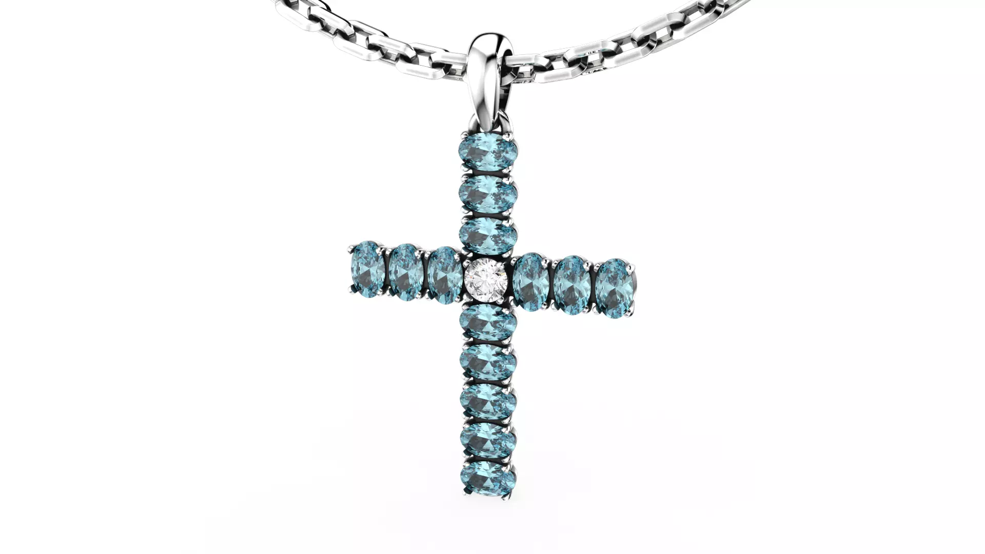 Topaz with diamond Holy cross necklace P21 3D print model