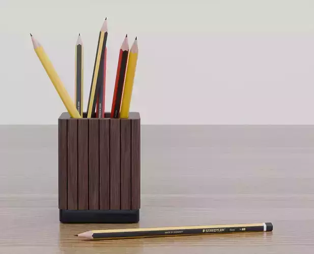 staedtler pencil set and wooden pen holder