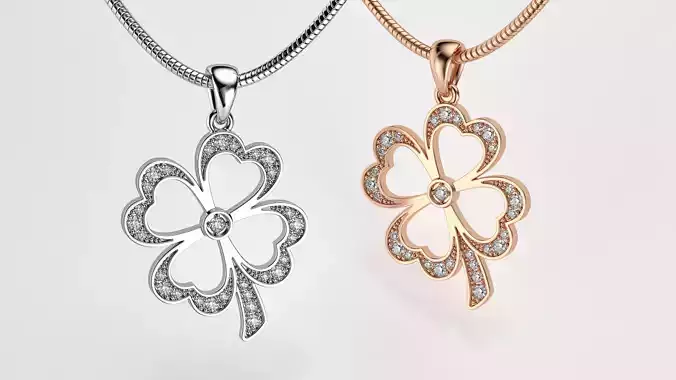 Clover pendant with gems