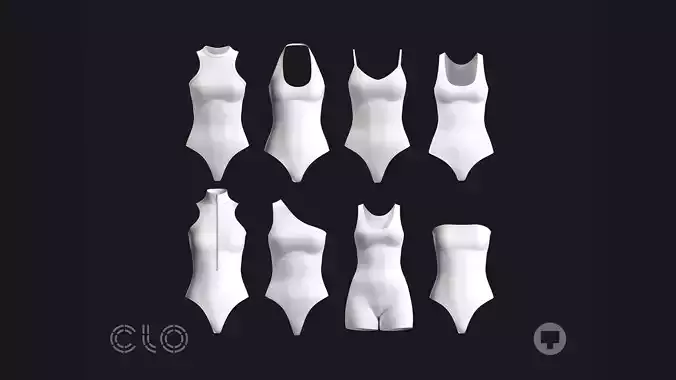 SLEEVELESS BODYSUITS PACK fv2 highpoly 3D model