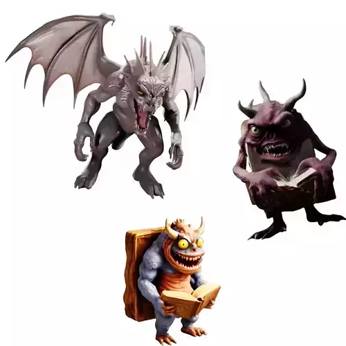Gargoyle Guardian The Book Monster Trio 3D print model