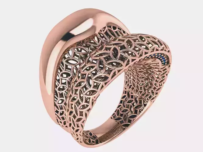 Leaves Wire Mesh Plain gold ring