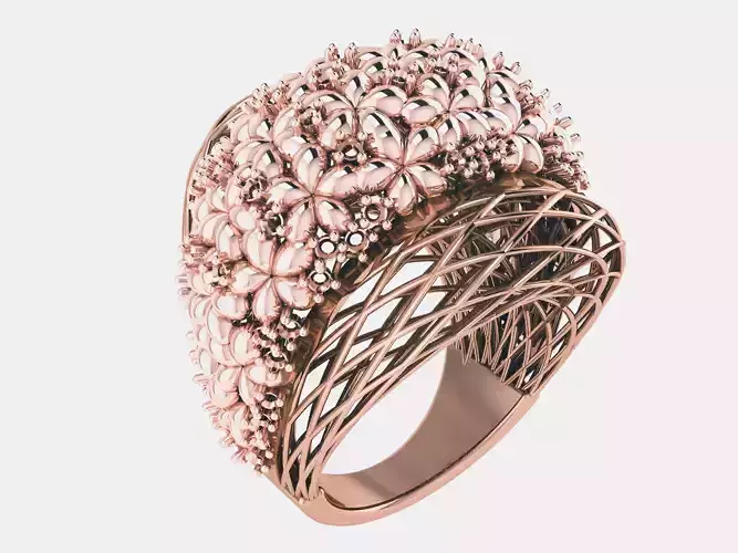 Flower Bookey Wire Mesh Plain gold ring