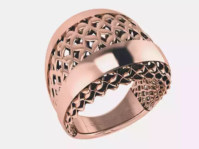 Flower Wire Mesh Plain gold ring