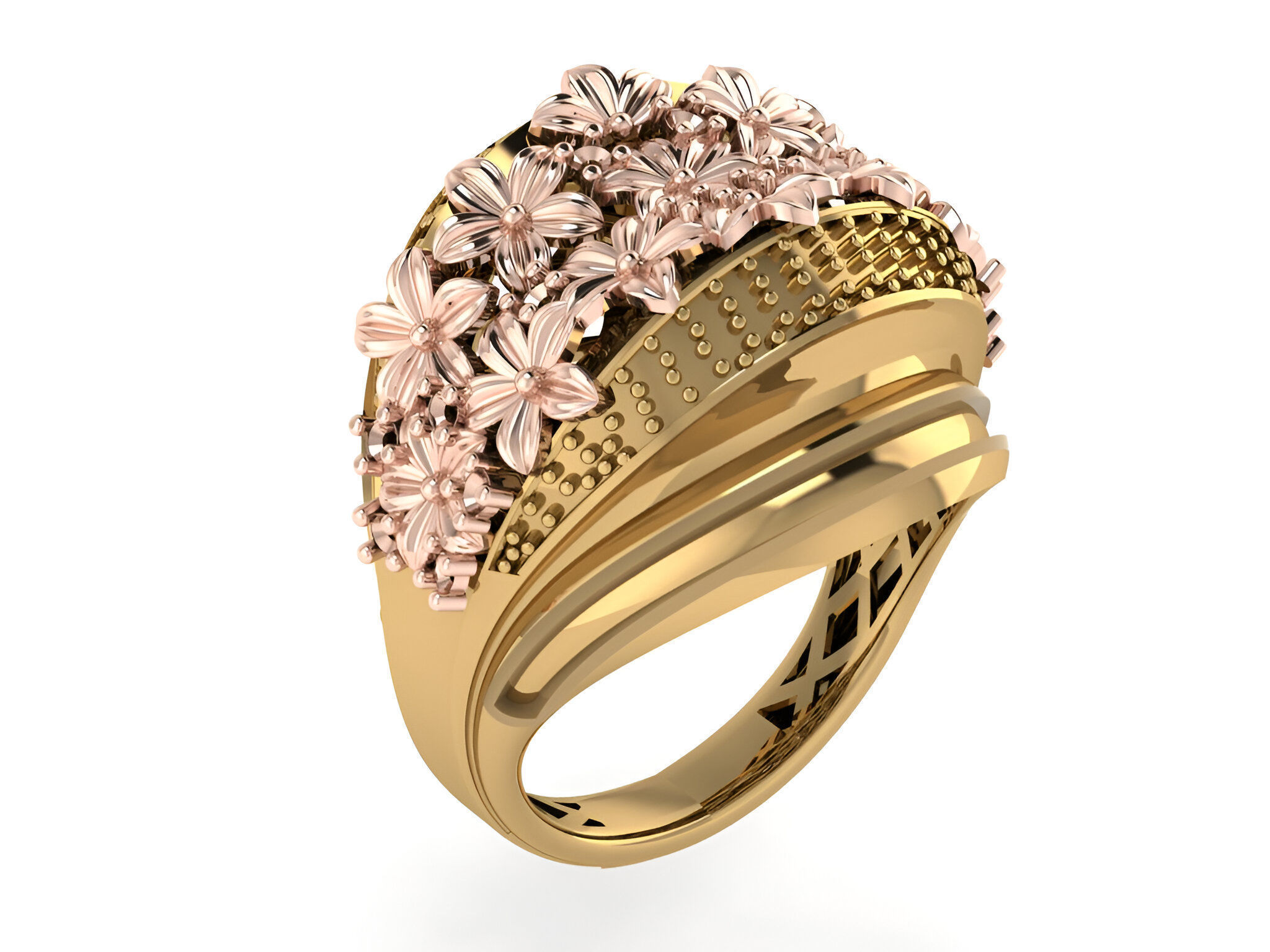 Flower Bookey Plain gold ring 3D print model_1