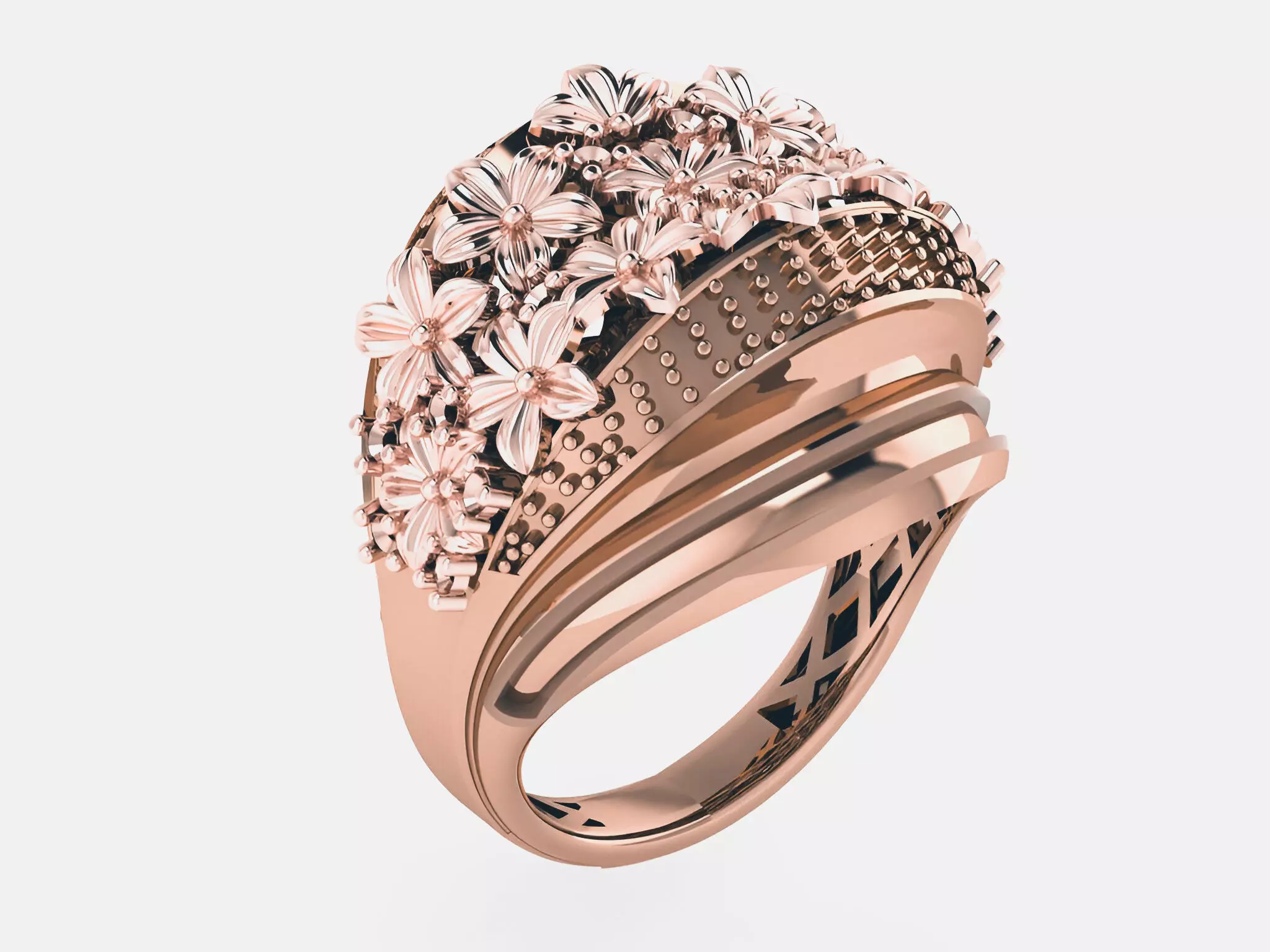 Flower Bookey Plain gold ring 3D print model_0