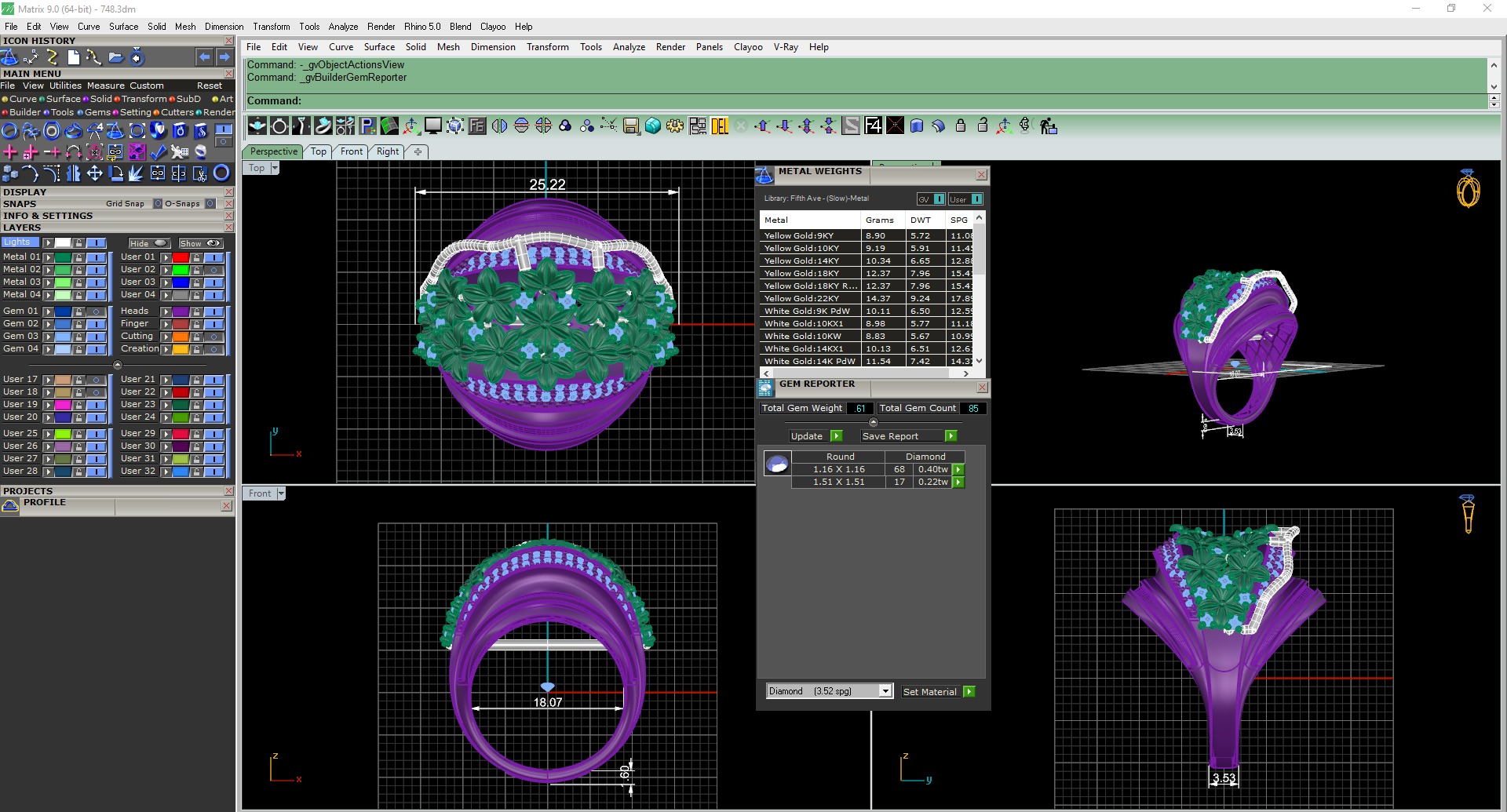 Flower Bookey Plain gold ring 3D print model_3
