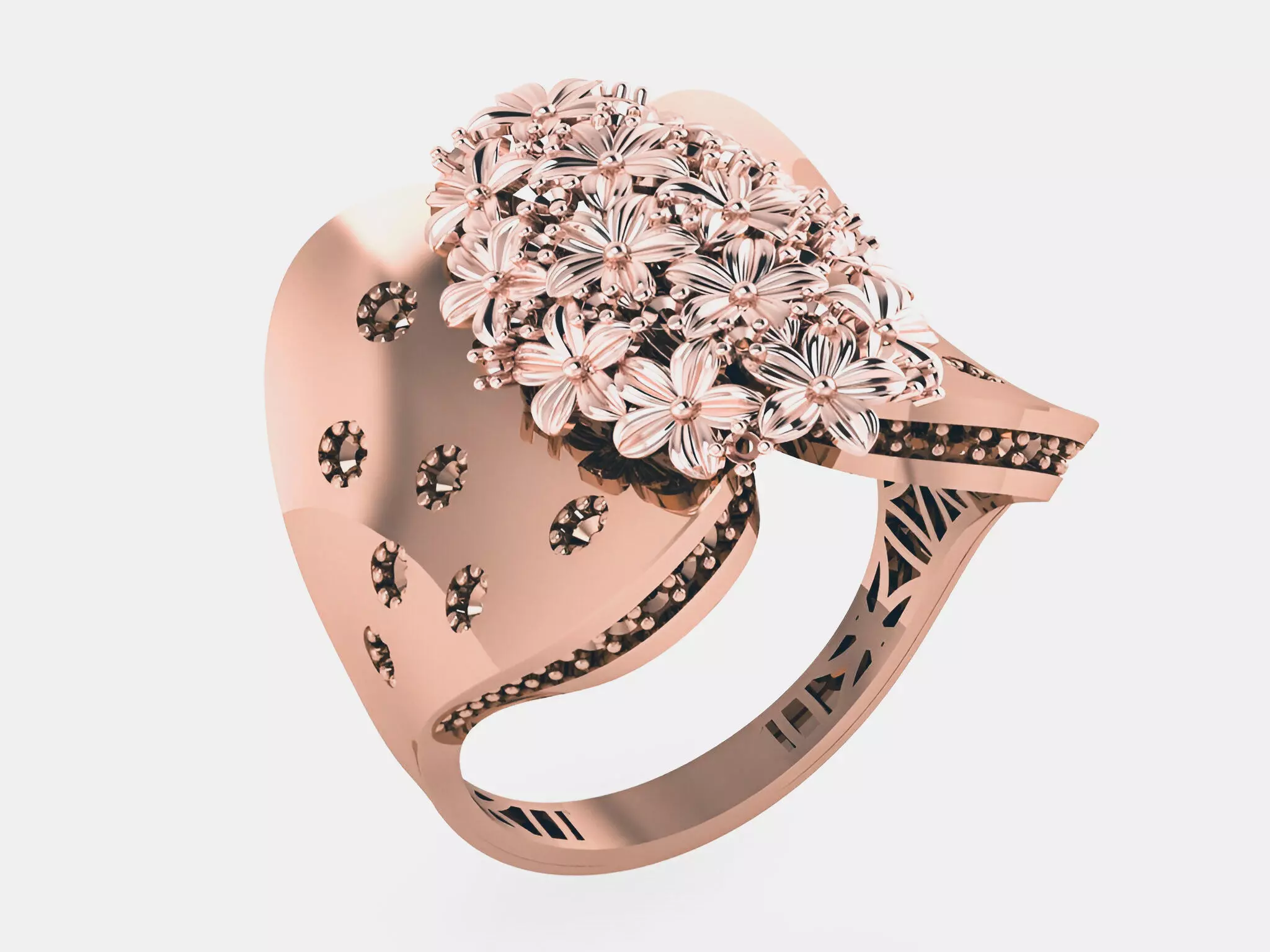 Flower Bookey Plain gold ring 3D print model