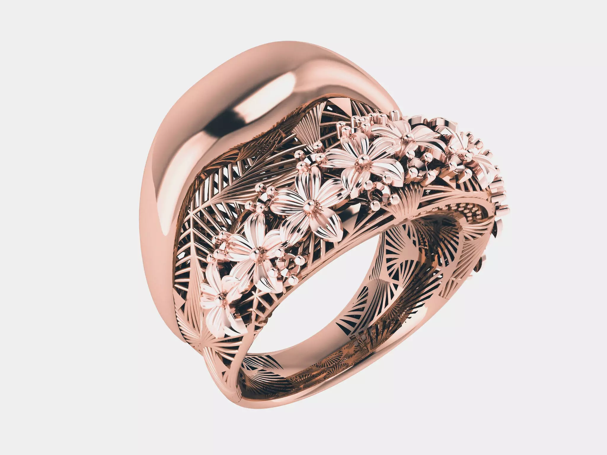 Flower Bookey Wire Mesh Plain gold ring 3D print model