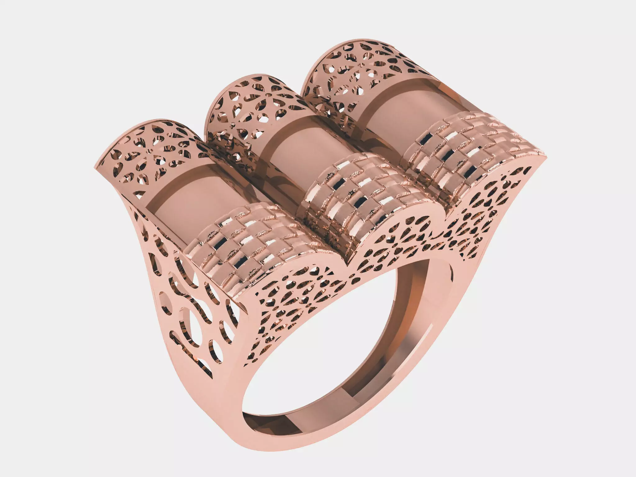 Wire Mesh Plain gold ring 3D print model_0