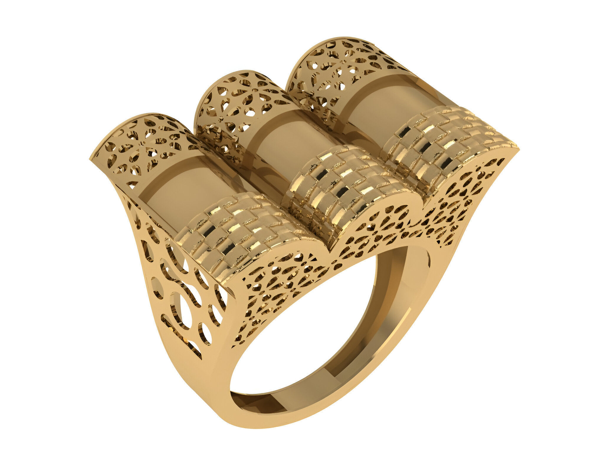 Wire Mesh Plain gold ring 3D print model_1
