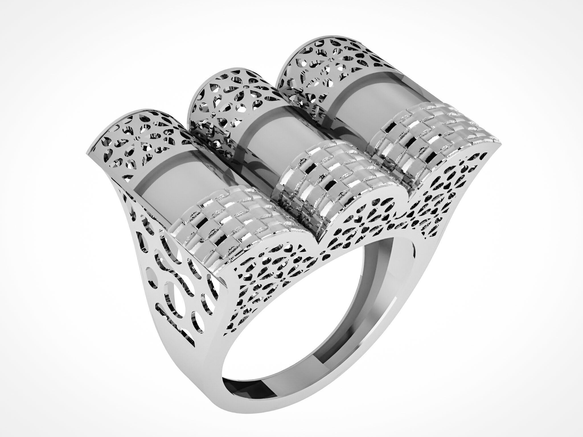 Wire Mesh Plain gold ring 3D print model_2