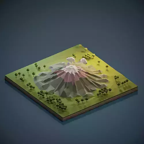 Mount Fuji Low-poly 3D model
