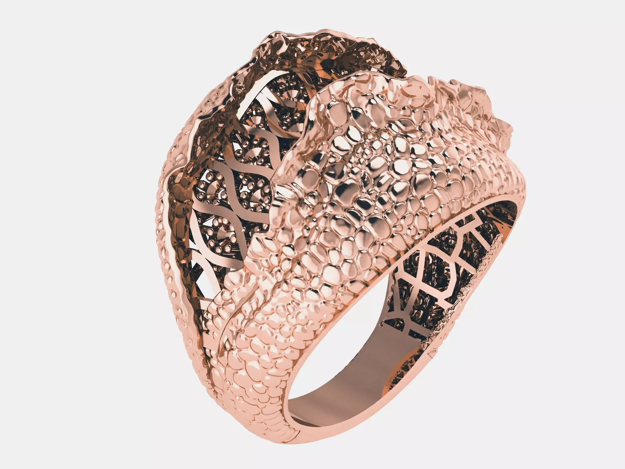 Crocodile skin Plain gold ring 3D print model