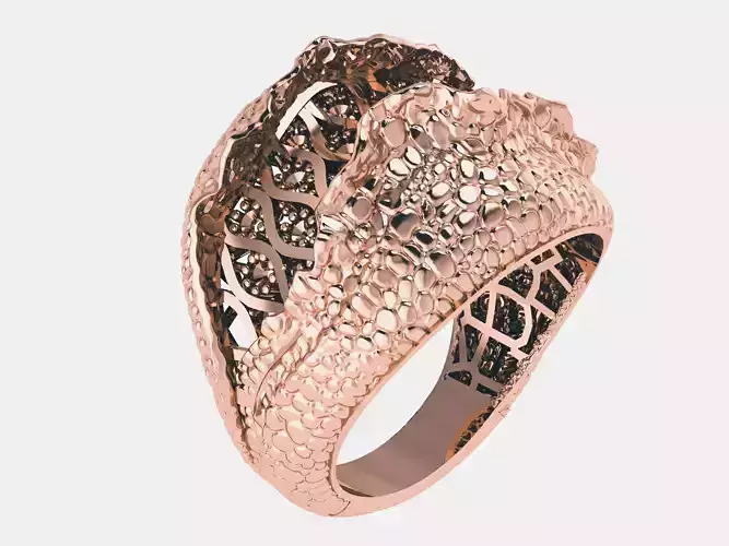 Crocodile skin Plain gold ring 3D print model