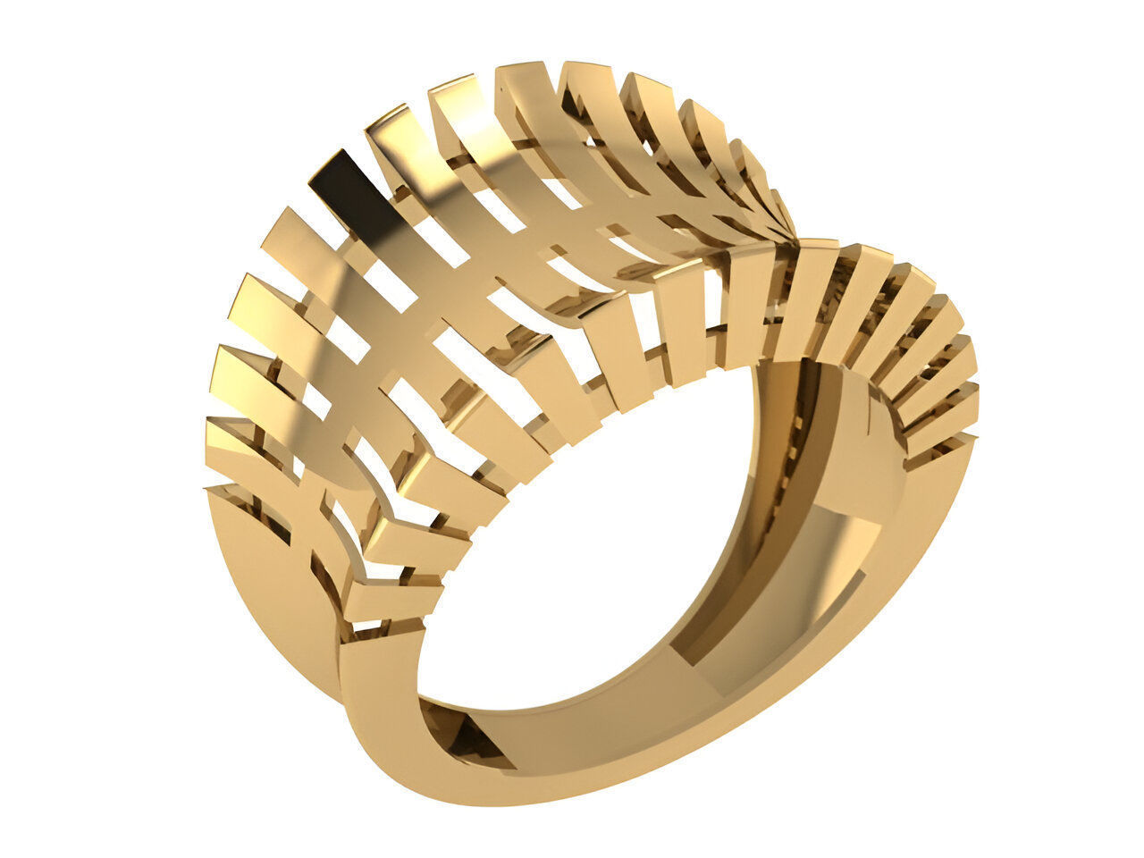 Ribbon Wire Mesh Plain gold ring 3D print model_1