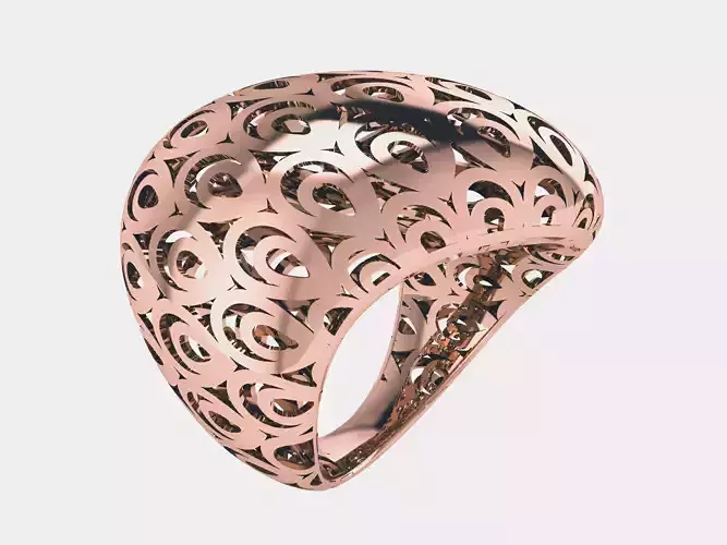 Circles Wire Mesh Plain gold ring 3D print model