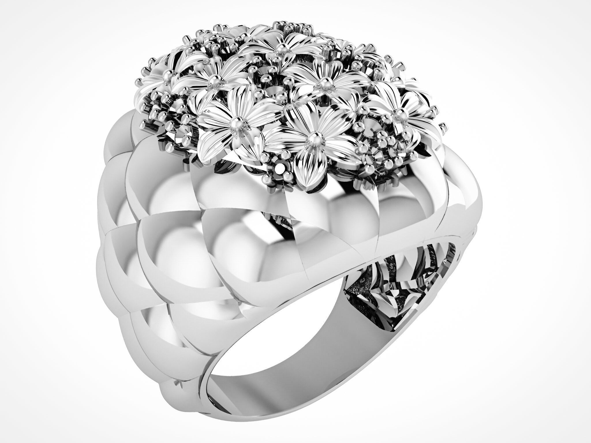 Flower Bookey Plain gold ring 3D print model_2