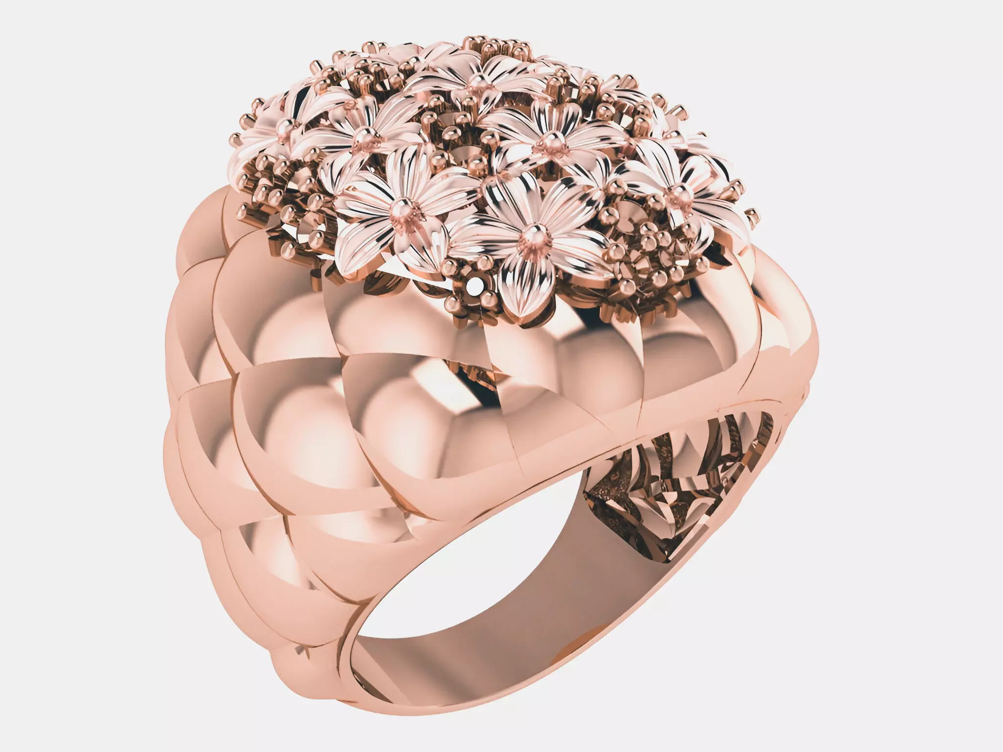 Flower Bookey Plain gold ring 3D print model_0