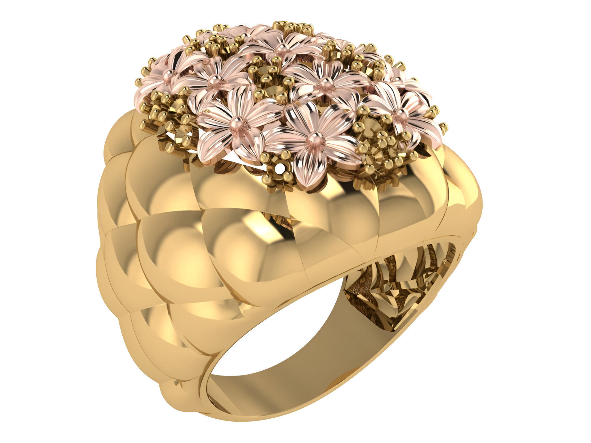 Flower Bookey Plain gold ring 3D print model_1