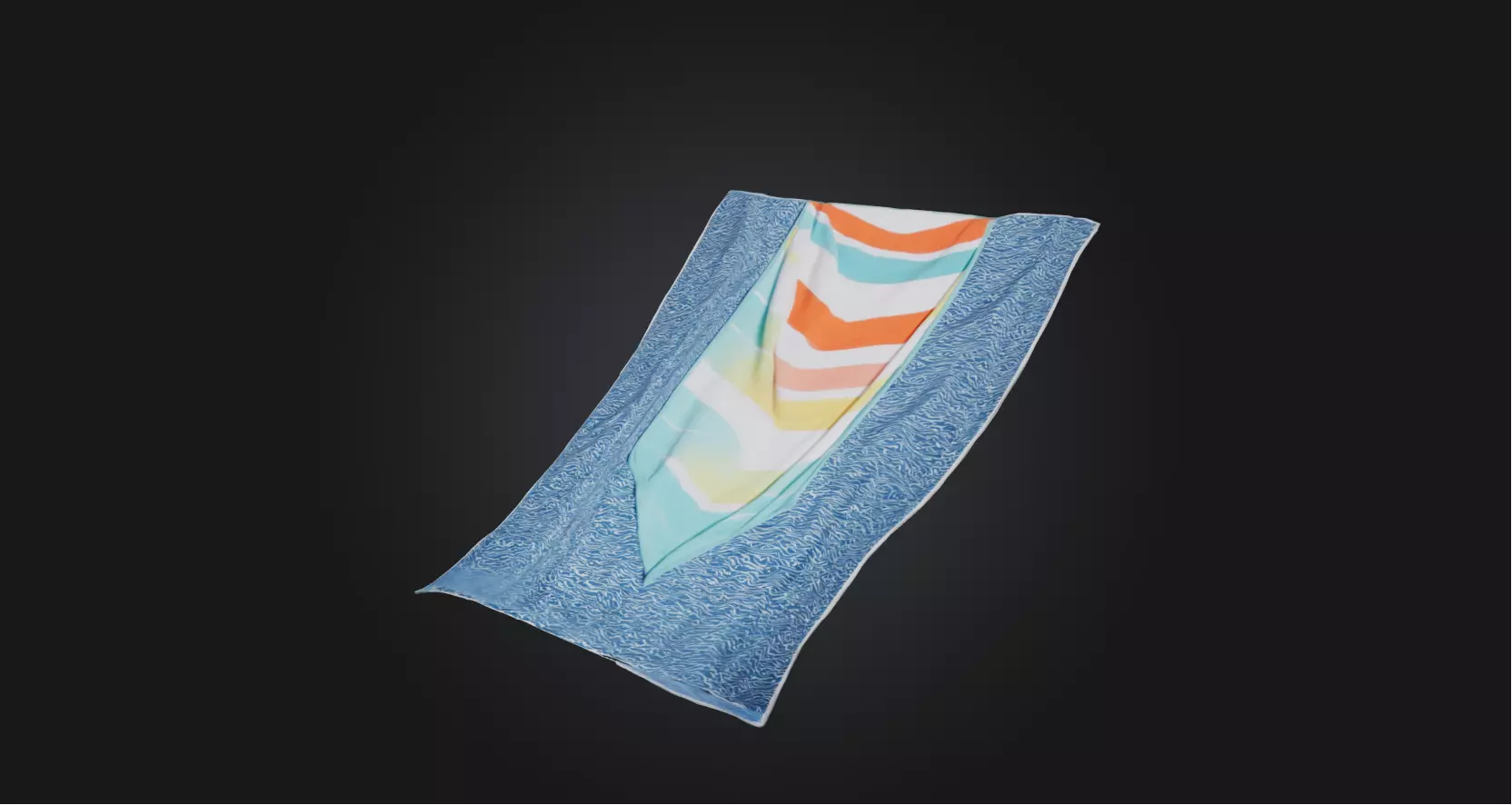 Beach towel Low-poly 3D model_0