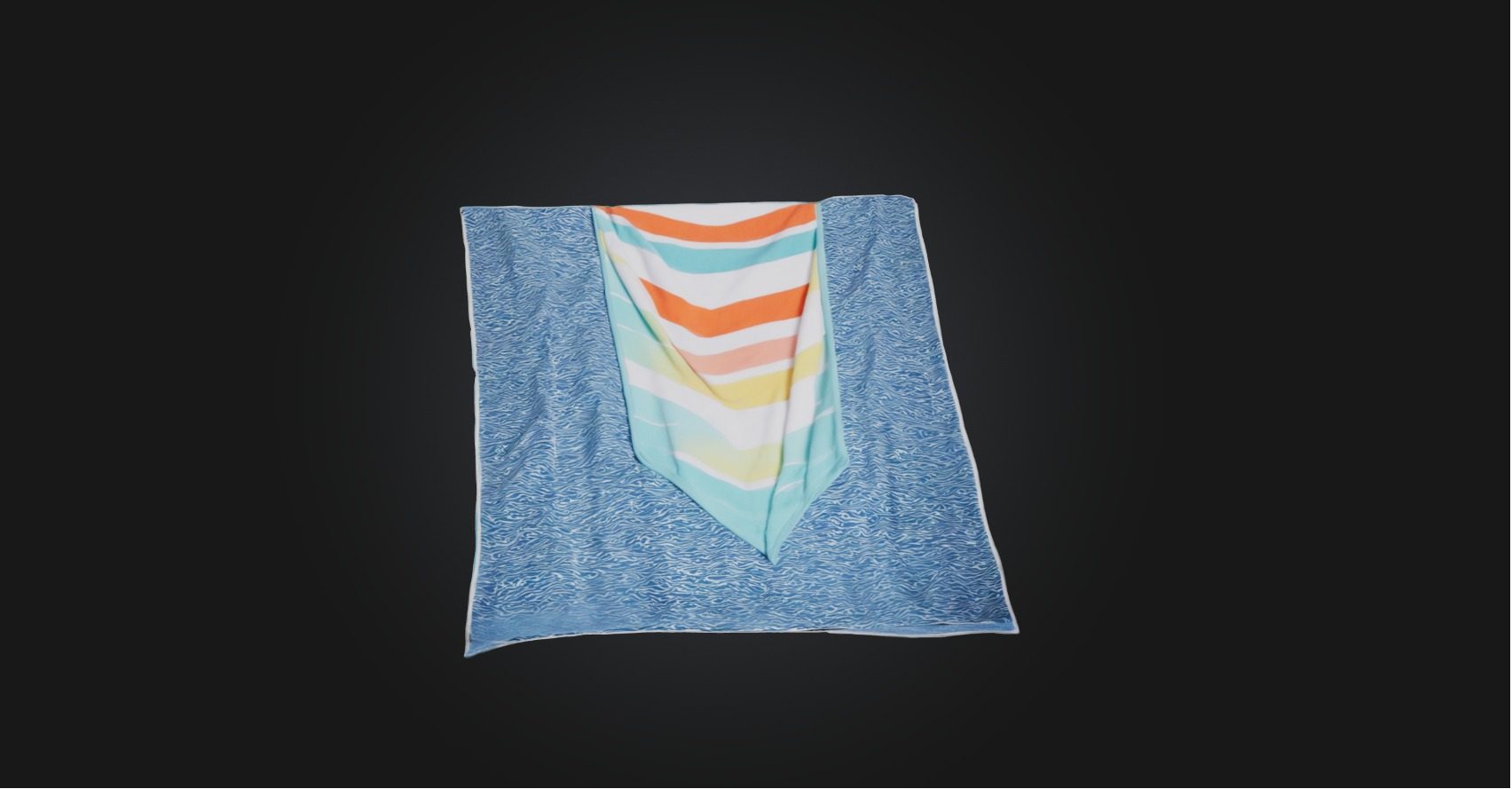 Beach towel Low-poly 3D model_3