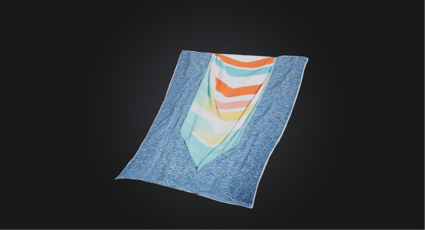 Beach towel Low-poly 3D model_1
