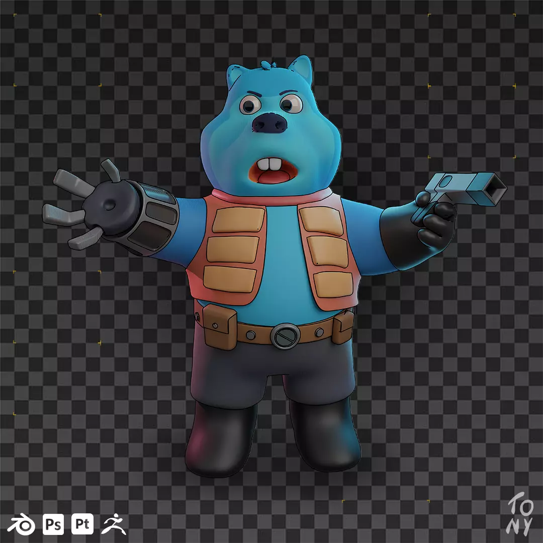 Cartoon Bear - Toon Shader 3D model 3D model_0