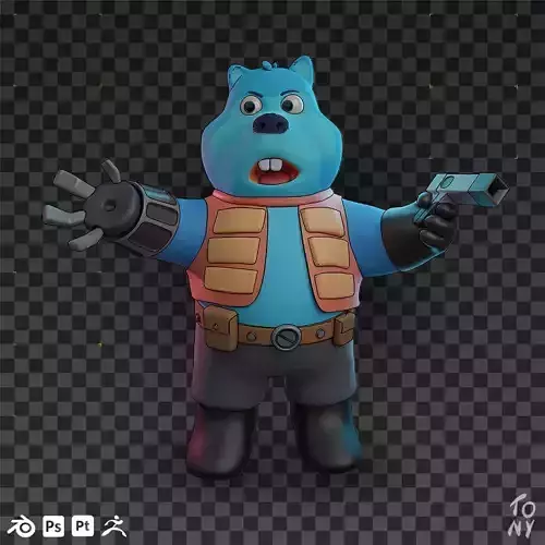 Cartoon Bear - Toon Shader 3D model