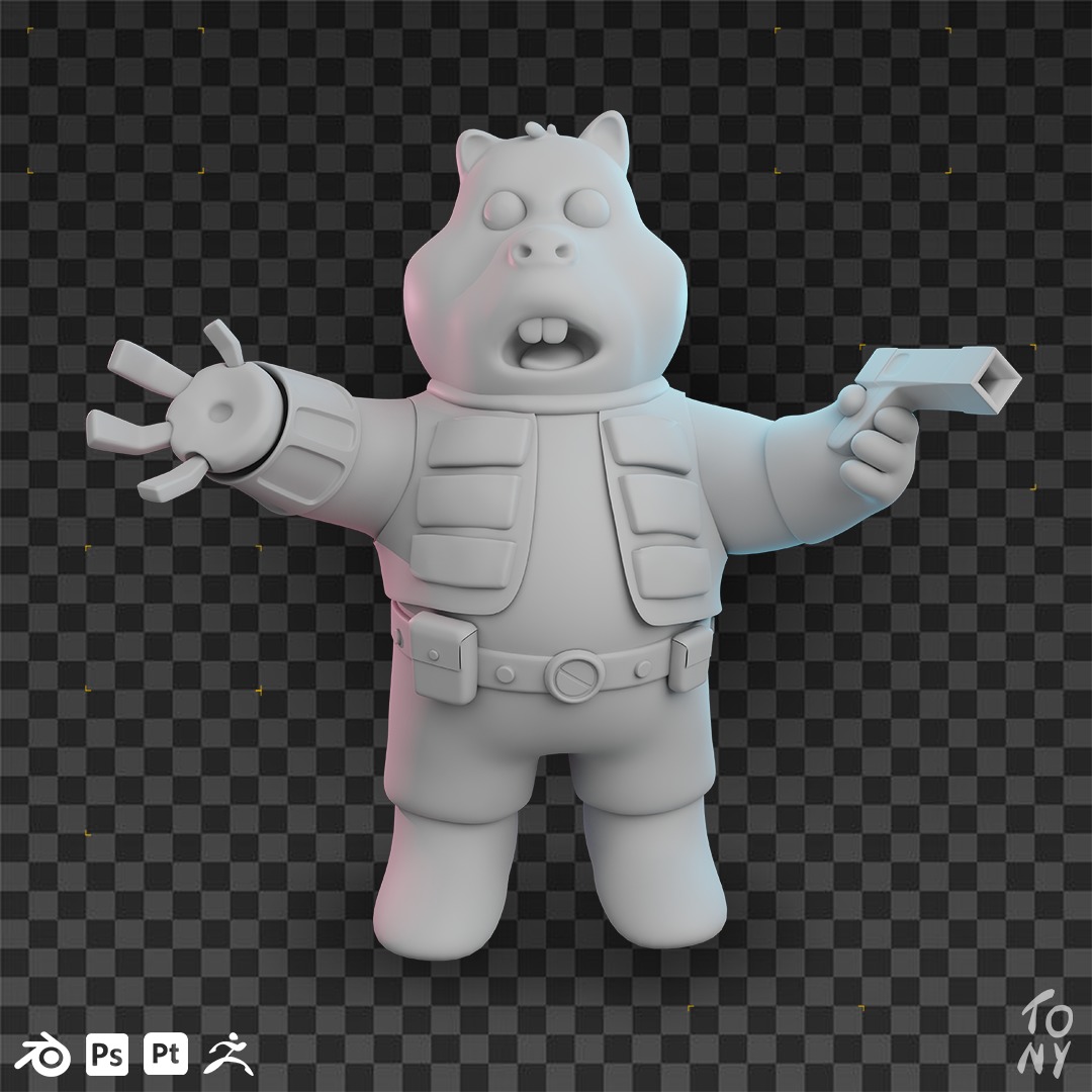 Cartoon Bear - Toon Shader 3D model 3D model_2