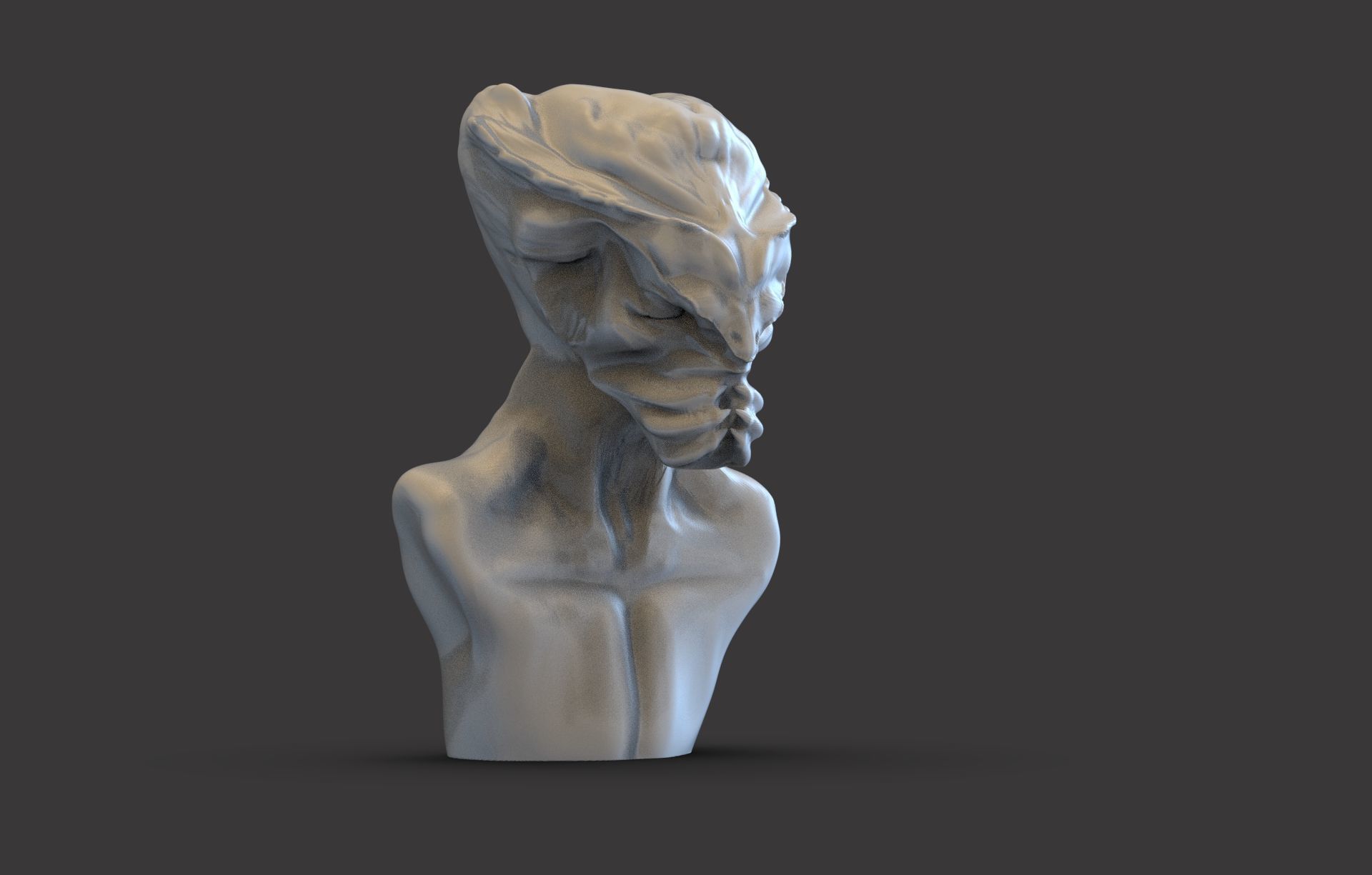 Creature Bust  3D print model_2