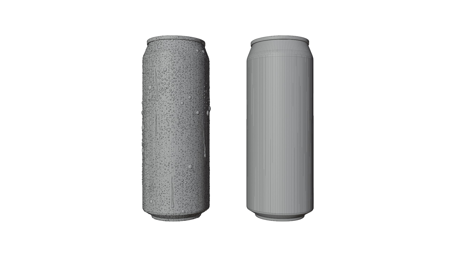 Regular 500ml Beverage Can Open and Closed Tabs with Droplets Low-poly 3D model_15