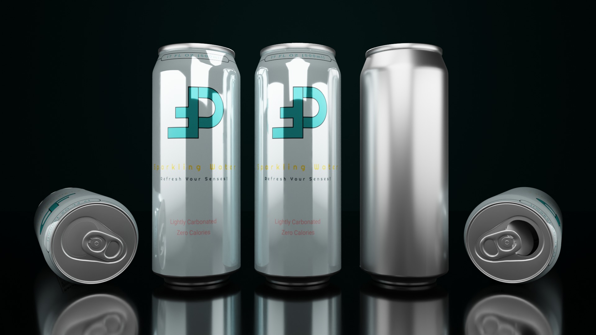 Regular 500ml Beverage Can Open and Closed Tabs with Droplets Low-poly 3D model_8