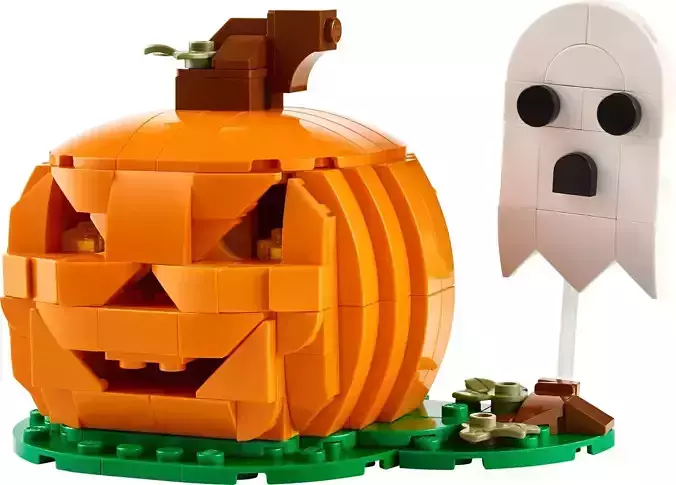 PixelBricks3D - Lego Halloween Pumpkin and Little Ghost 