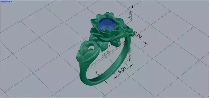 3D Rose motif ring