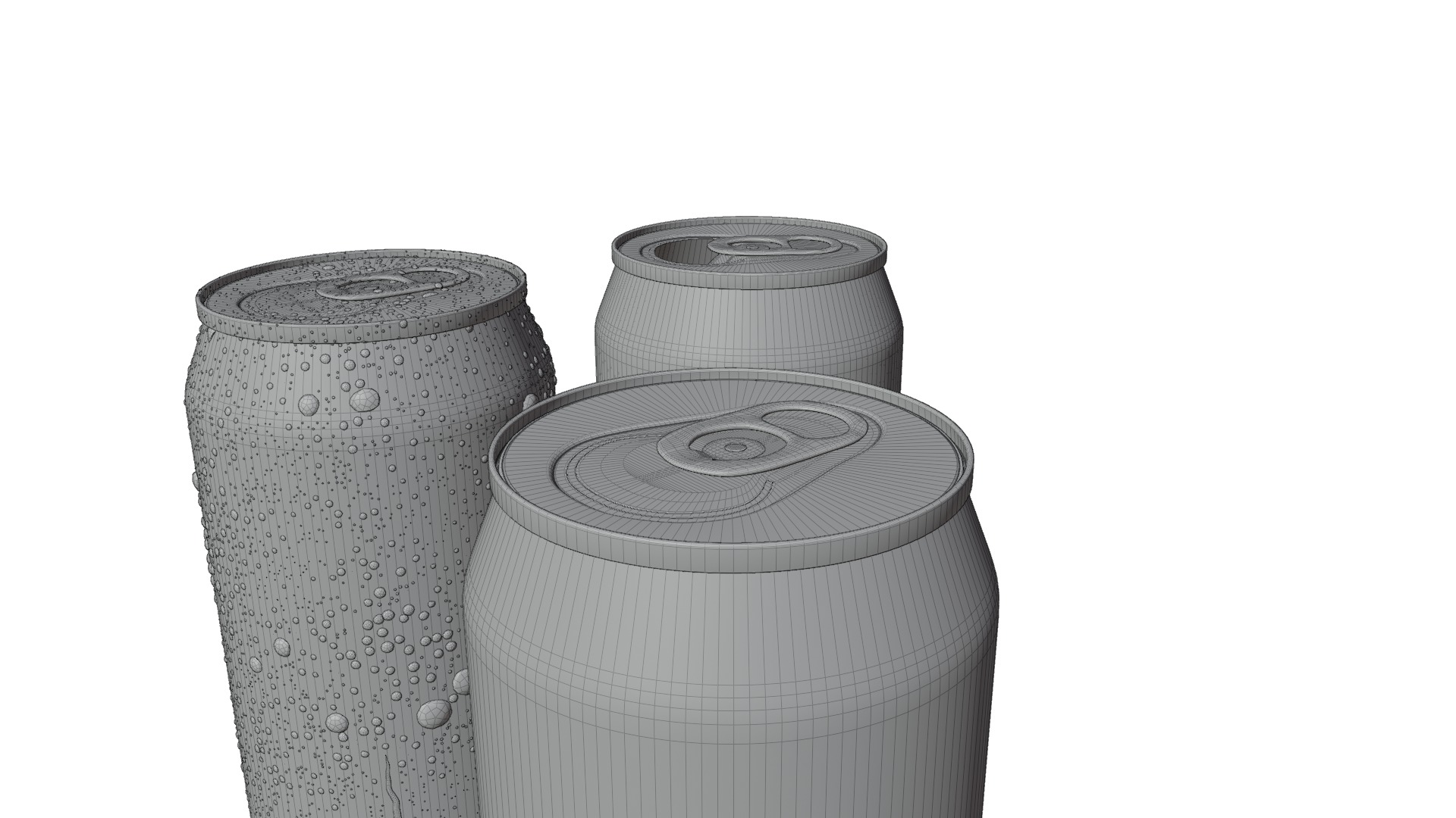 Regular Beverage Cans Set Open and Closed Tabs with Droplets 3D Model Collection_18