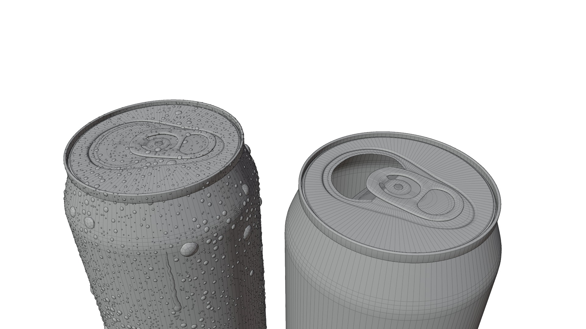 Regular Beverage Cans Set Open and Closed Tabs with Droplets 3D Model Collection_16
