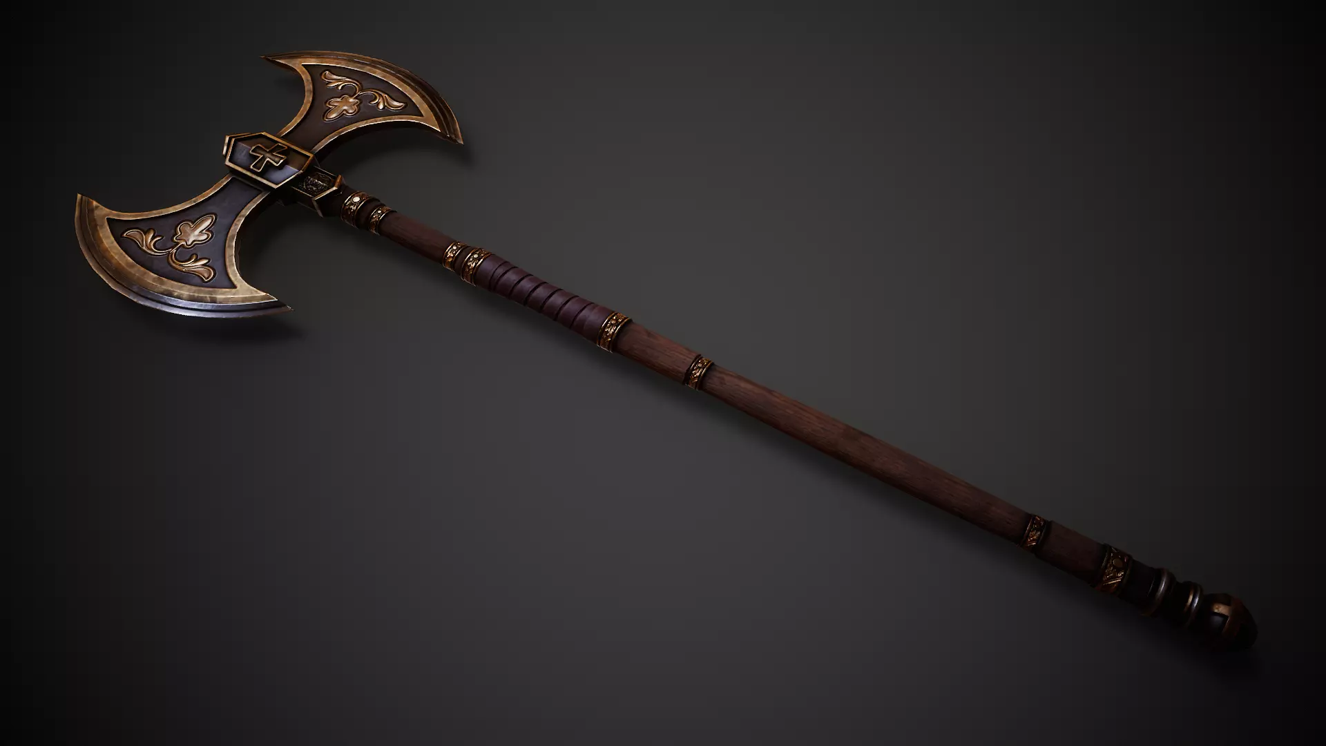 Vehemence - Inquisitor Battle Axe Low-poly 3D model_0