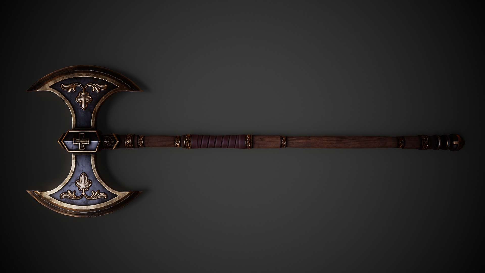 Vehemence - Inquisitor Battle Axe Low-poly 3D model_3