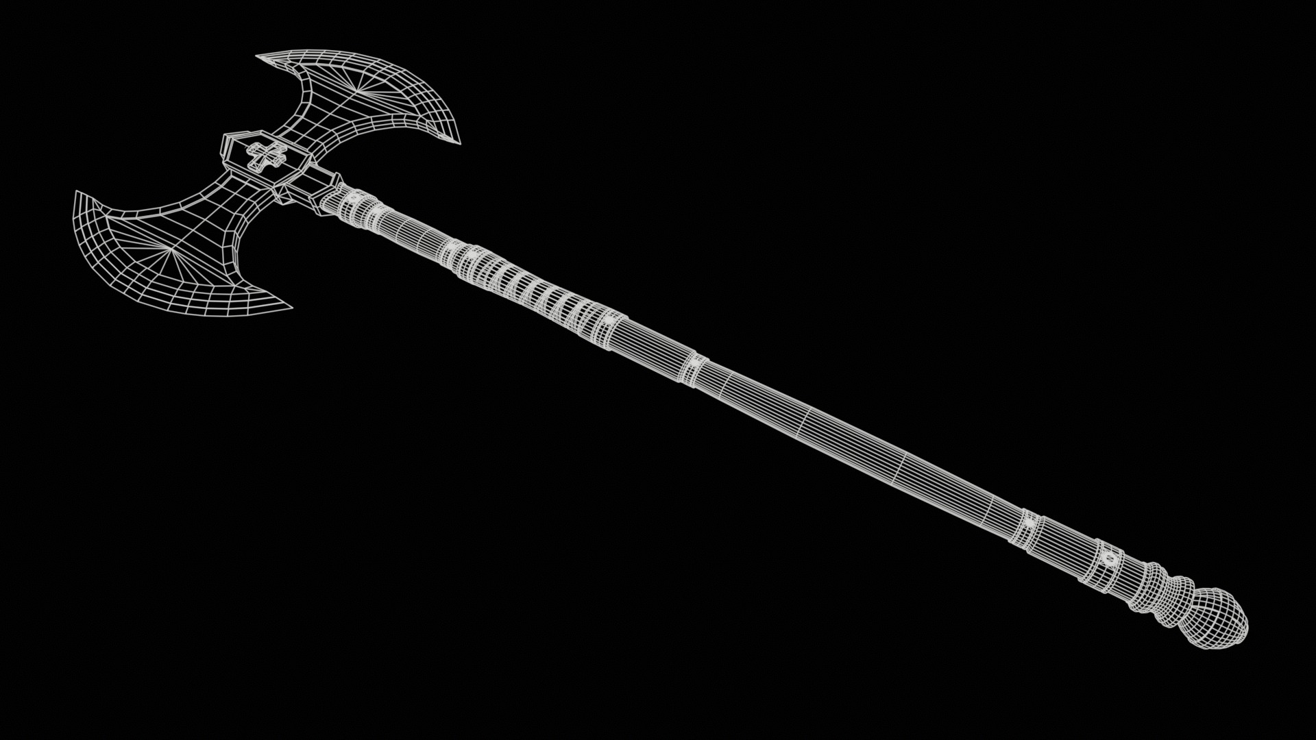 Vehemence - Inquisitor Battle Axe Low-poly 3D model_4