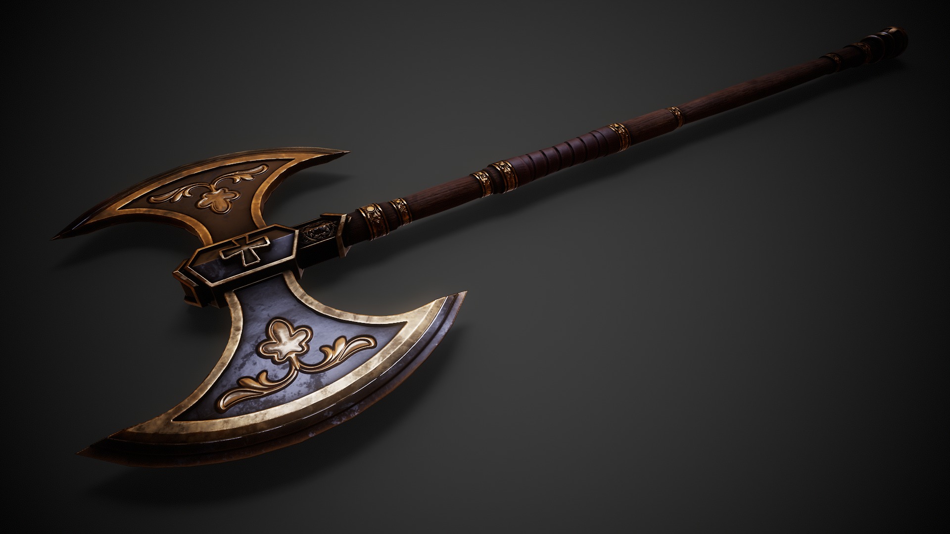 Vehemence - Inquisitor Battle Axe Low-poly 3D model_2